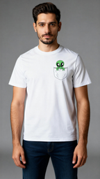 חולצת Alien Pocket מכותנה אורגנית של אדם וטבע עם חייזר בכיס