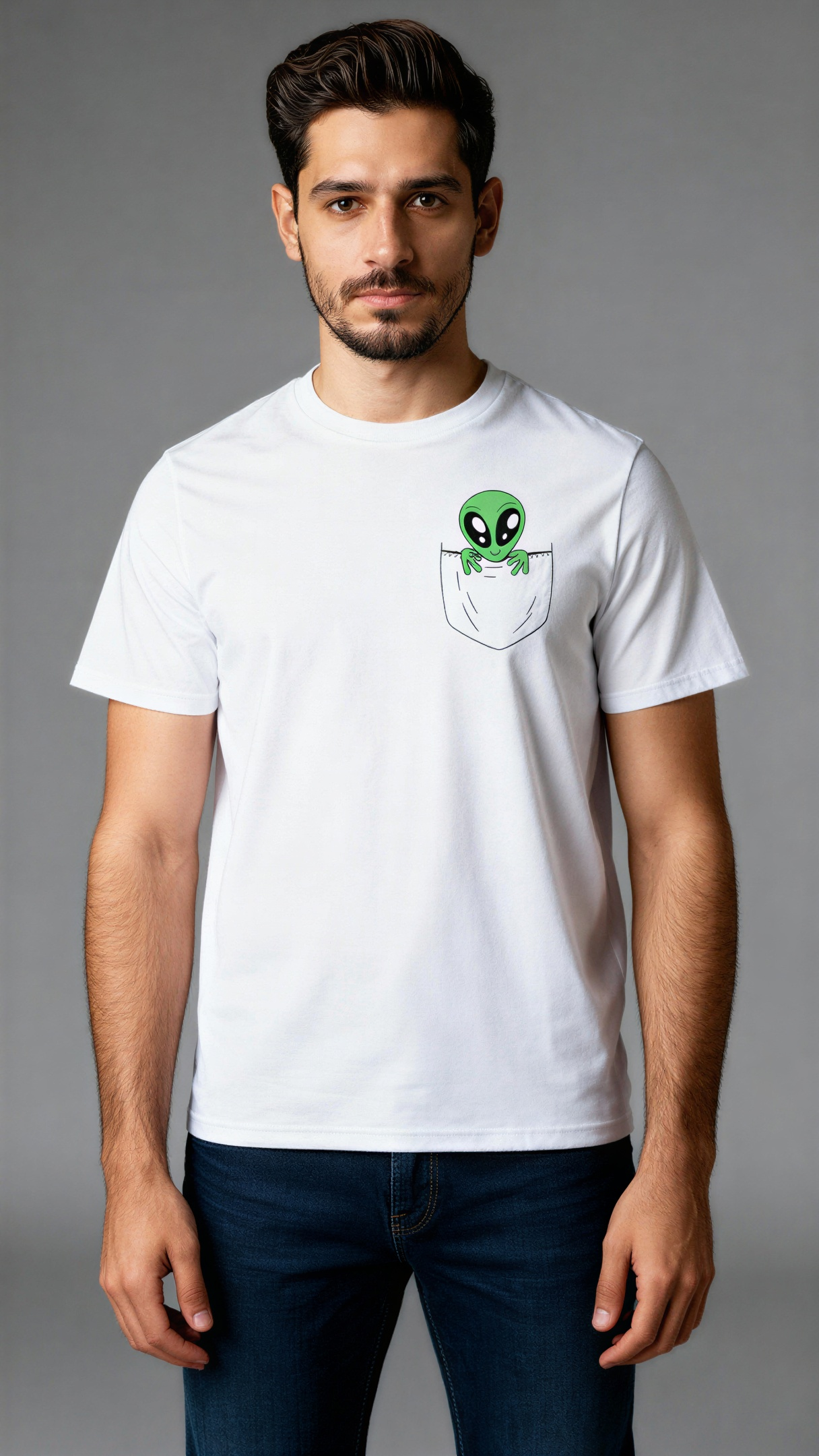 חולצת Alien Pocket מכותנה אורגנית של אדם וטבע עם חייזר בכיס