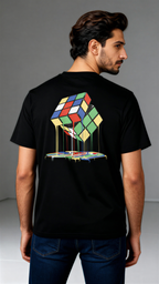 חולצת Melting Cube מכותנה אורגנית של אדם וטבע עם הדפס קובייה צבעונית
