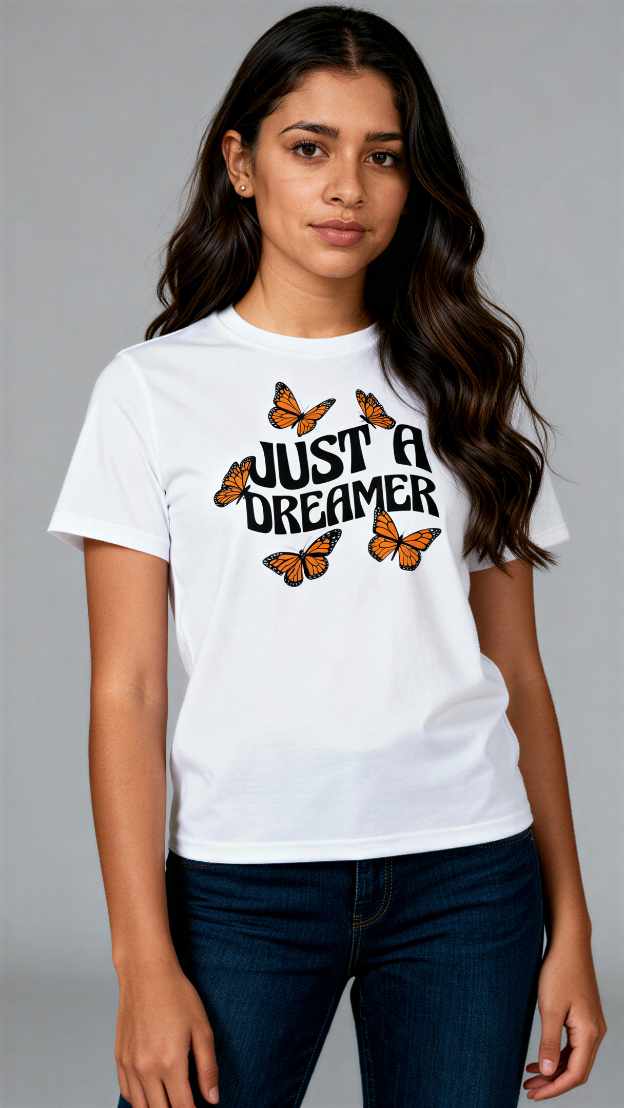 חולצת Just a Dreamer מכותנה אורגנית של אדם וטבע עם הדפס פרפרים