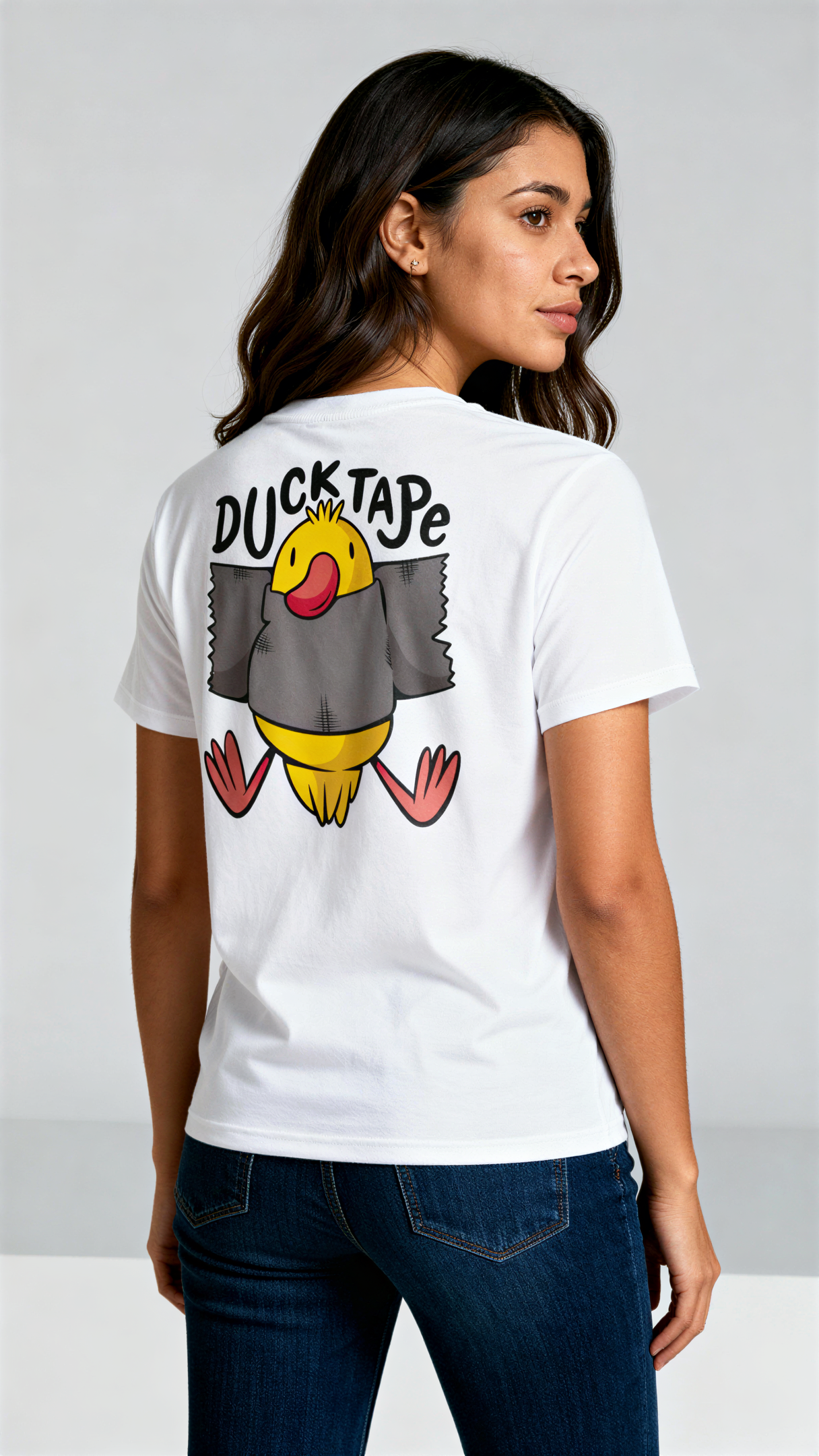 חולצת Duck Tape מכותנה אורגנית של אדם וטבע עם הדפס ברווז מצחיק